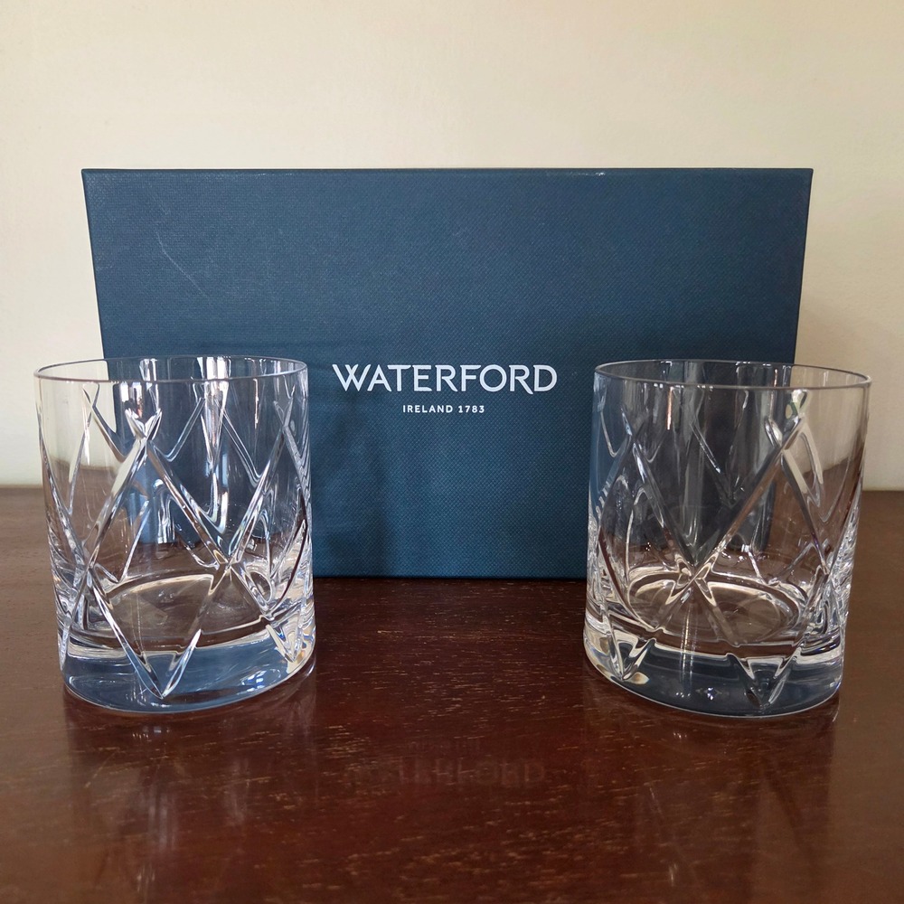 Waterford Lismore Diamond Double Old Fashioned Glasses Set of 2 Crystal New/Box